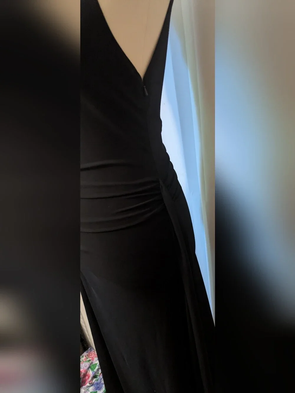 Michael Kors One-Shoulder Black Ruched Gown with Shoulder Hardware